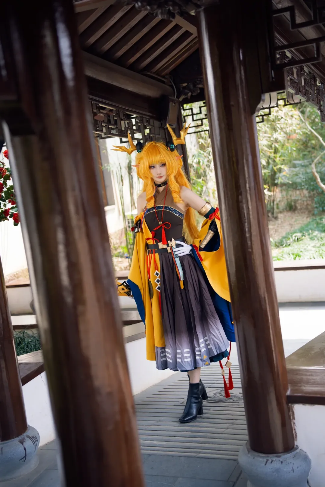 明日方舟, cosplay摄影, 国风幻想, 橘色假发, 惊蛰cos - 第3张