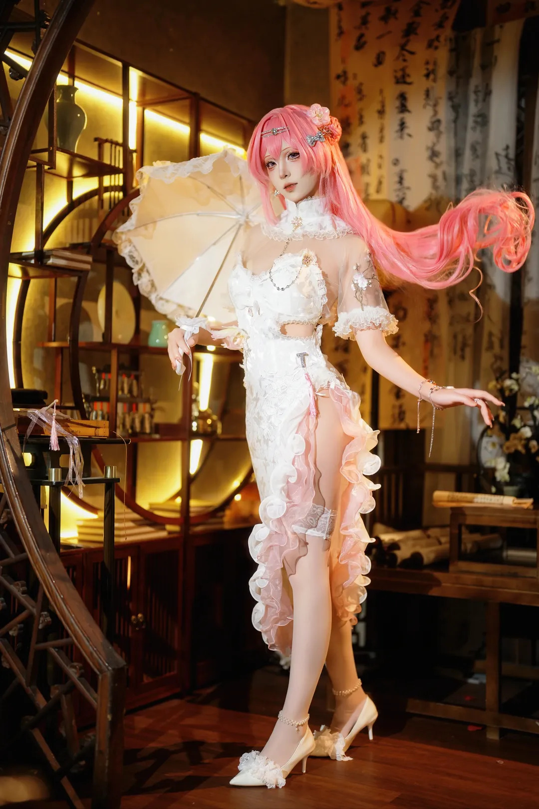 Anime-style photography, Cheongsam cosplay, Goddess of Victory: Nikke, Dorothy cosplay, White stockings and high heels - Image 1