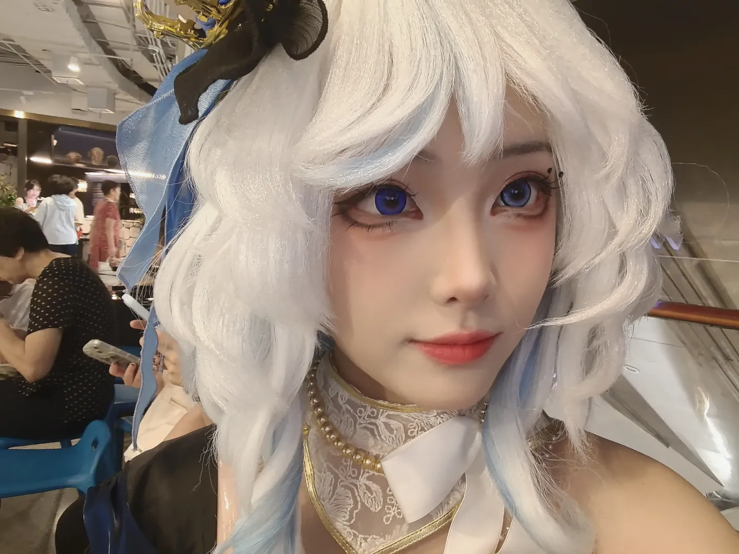 原神, 芙宁娜cos, 水神cos, cosplay返图, 丝袜穿搭 - 第3张