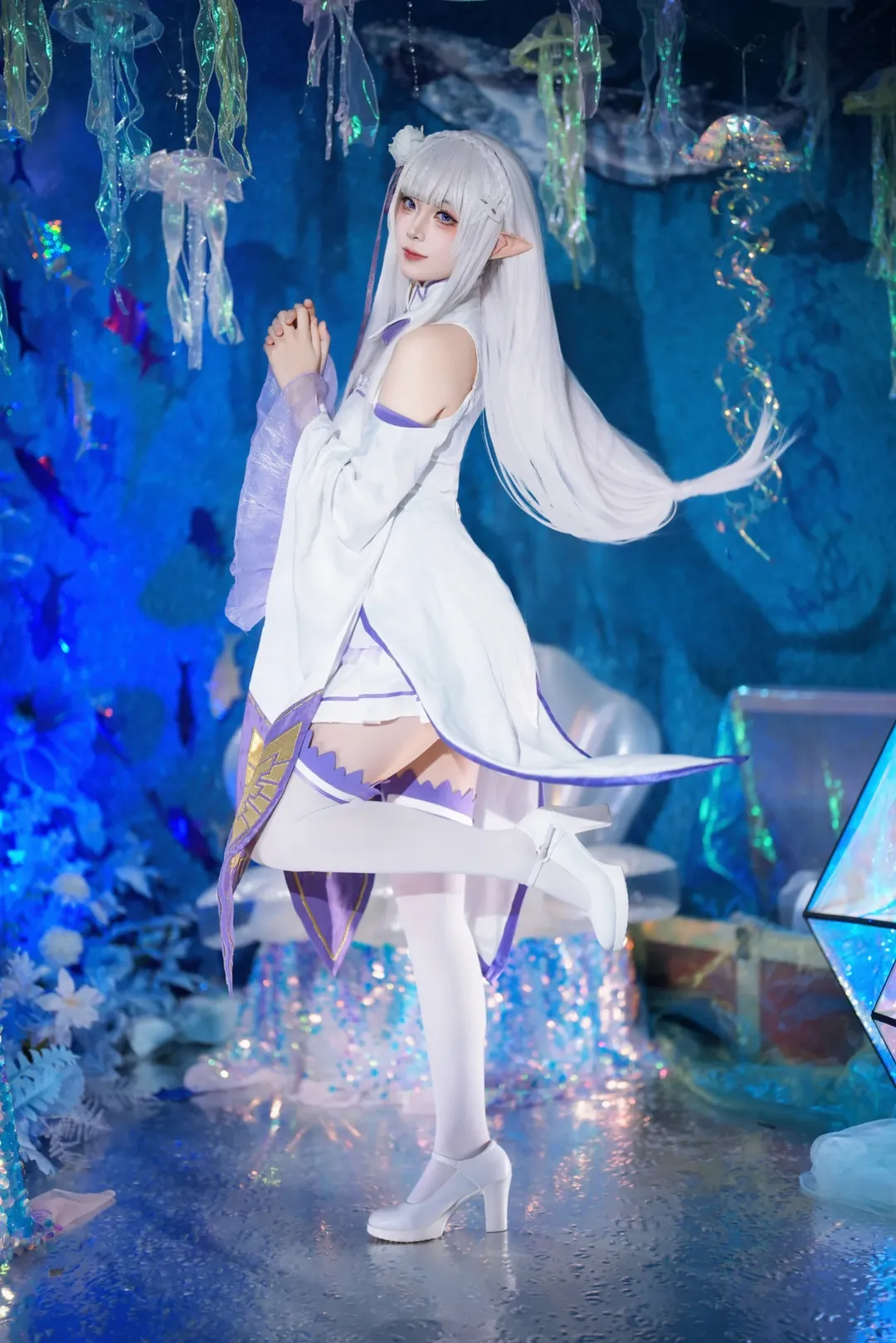 从零开始的异世界生活, 爱蜜莉雅cos, 白丝cos, 平安夜cosplay, 精灵服 - 第1张