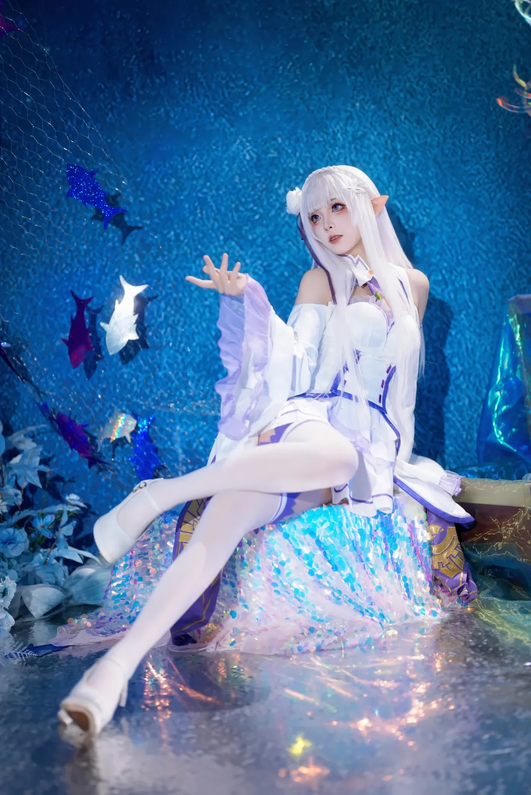 从零开始的异世界生活, 爱蜜莉雅cos, 白丝cos, 平安夜cosplay, 精灵服