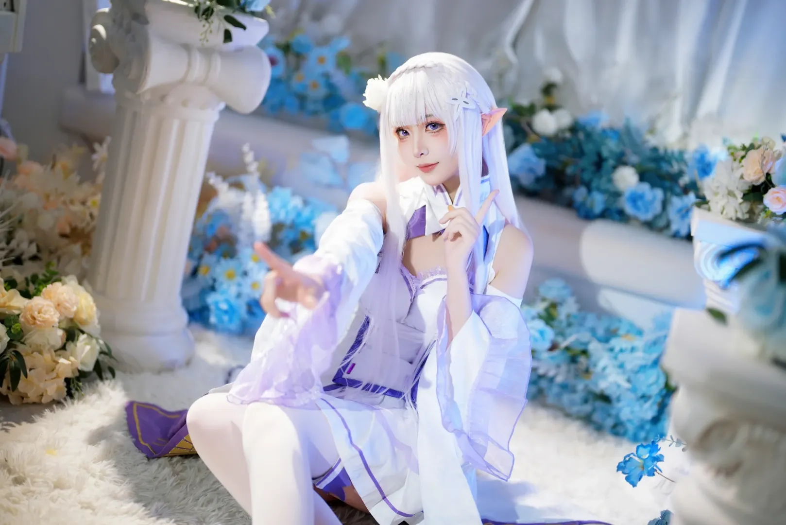 从零开始的异世界生活, 爱蜜莉雅cos, 白丝cos, 平安夜cosplay, 精灵服 - 第4张