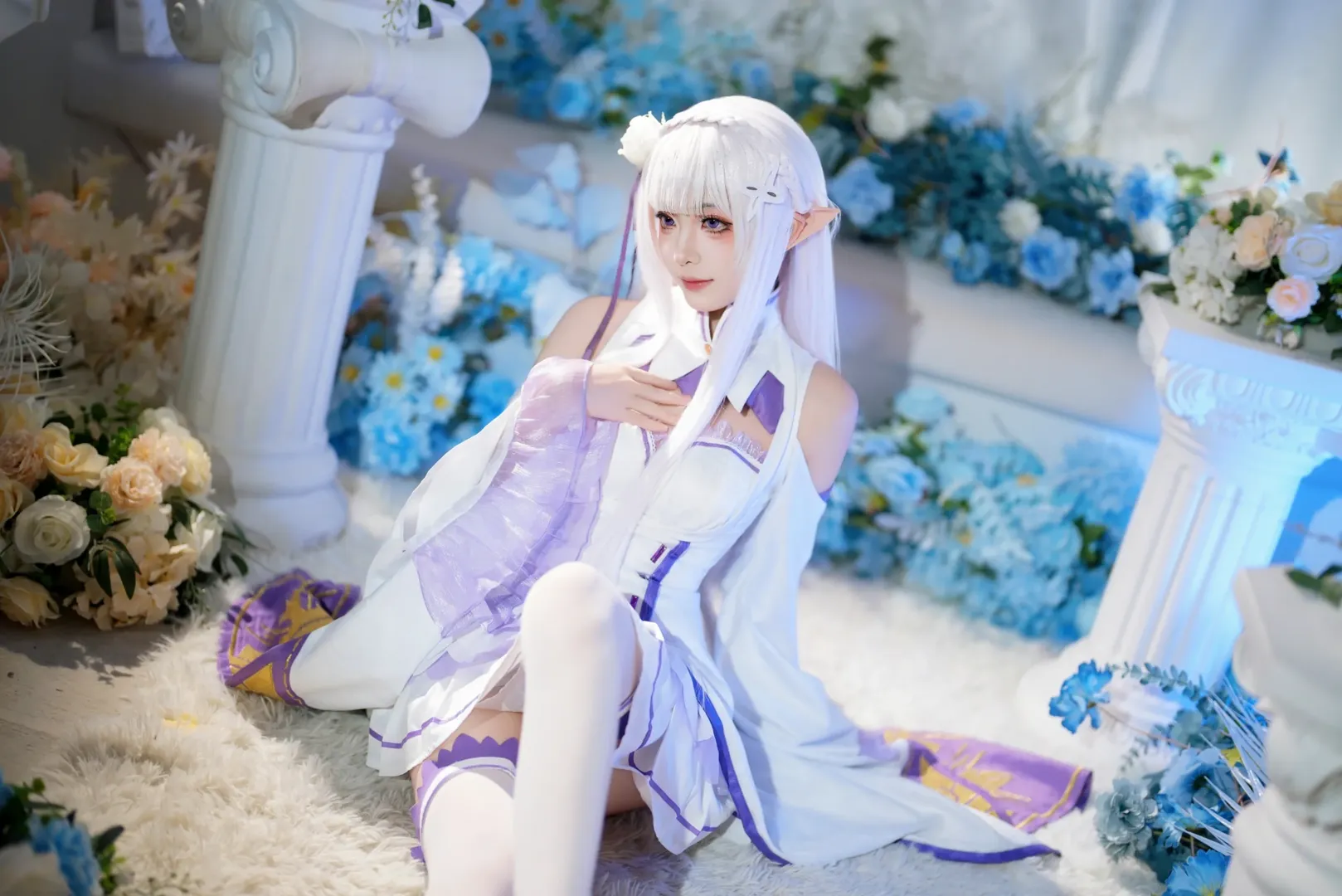 从零开始的异世界生活, 爱蜜莉雅cos, 白丝cos, 平安夜cosplay, 精灵服 - 第5张