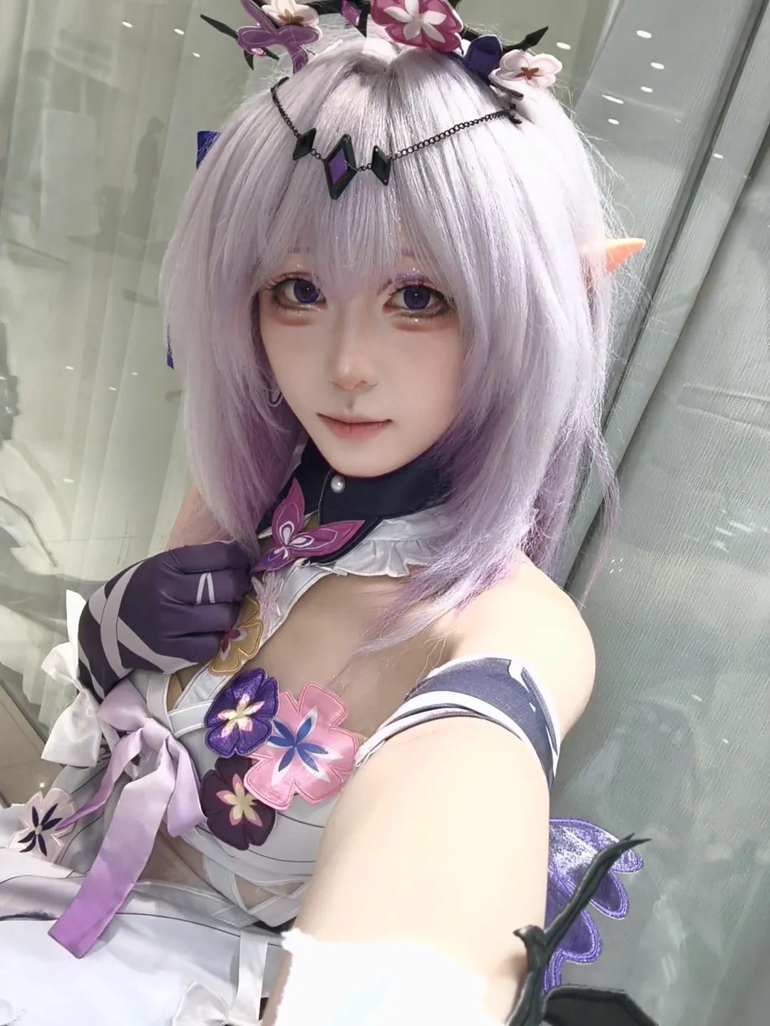 崩坏星穹铁道, 遐蝶cos, 精灵耳cos, cosplay穿搭, 浅紫色假发 - 第1张