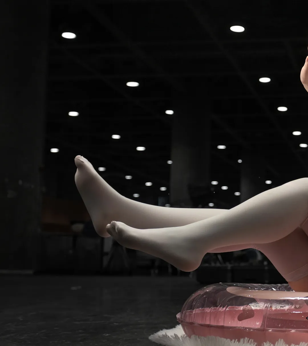 Anime cosplay, White stockings, Goddess of Victory: Nikke, Anime convention venue, Dorothy cosplay