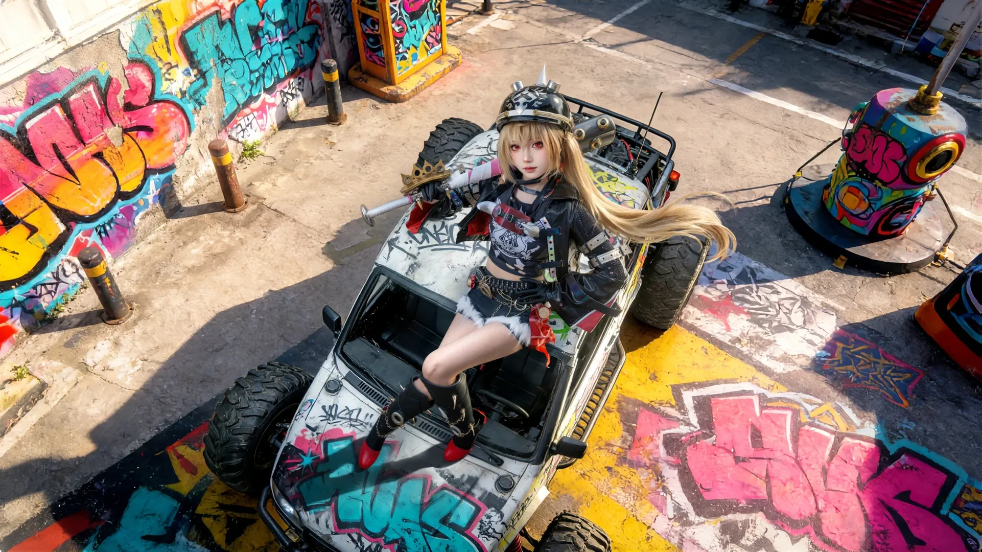 Zenless Zone Zero, cosplay, Lucy cosplay, Street graffiti, Wasteland punk - Image 4
