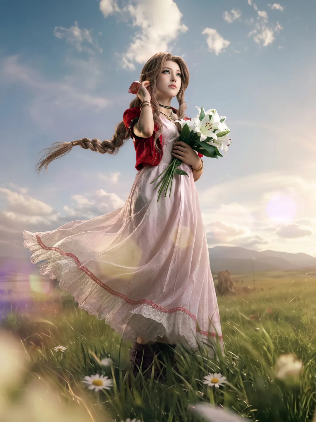 cosplay, 愛麗絲cos, cos正片, 最終幻想7重生, 草原少女