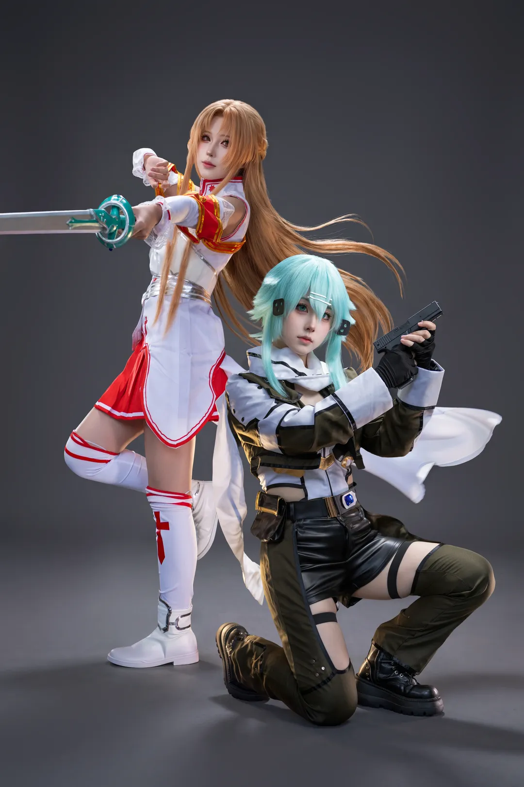 cosplay, 亚丝娜cos, 刀剑神域, 白丝, 朝田诗乃cos