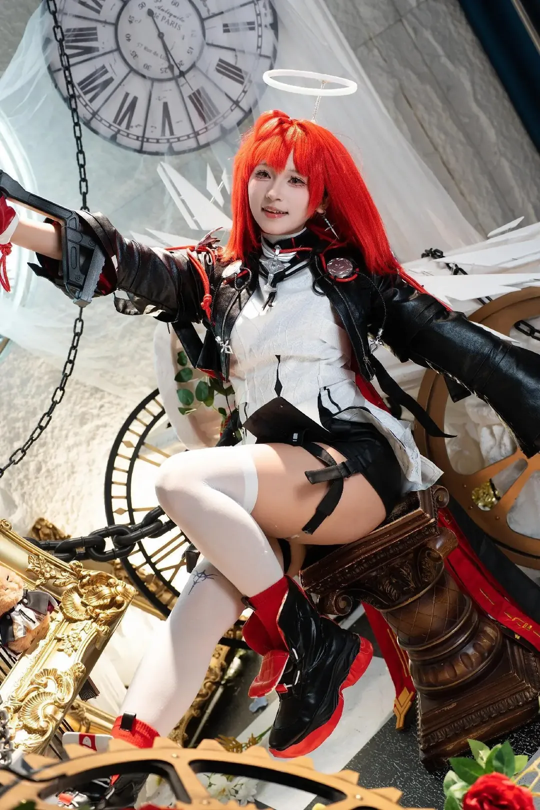 Anime cosplay, Arknights, Exusiai the New Covenant cosplay, Game cosplay, White tights cosplay