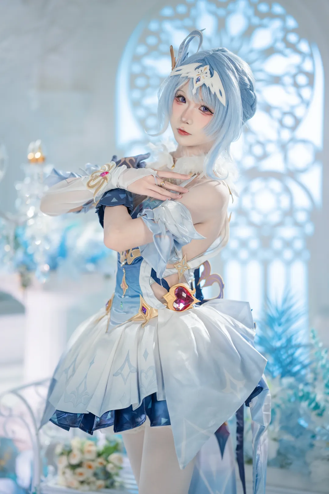 原神, 白丝, cosplay正片, 奥黛塔cos, 夏时 - 第1张