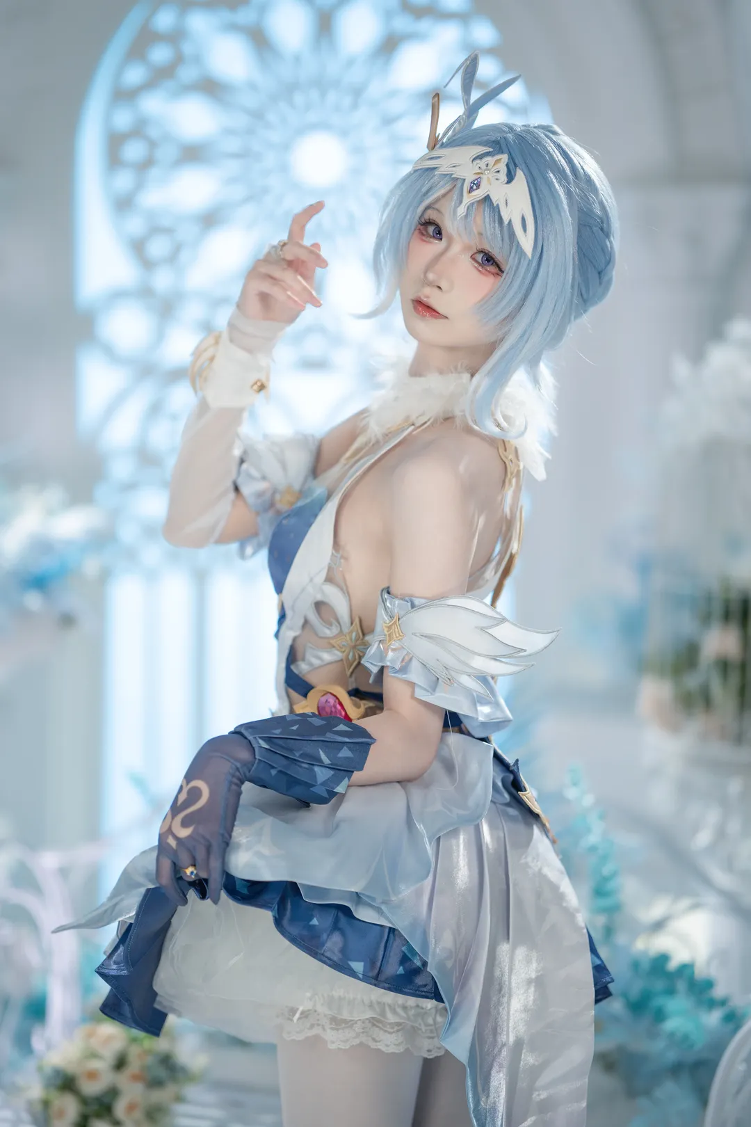 原神, 白丝, cosplay正片, 奥黛塔cos, 夏时 - 第4张