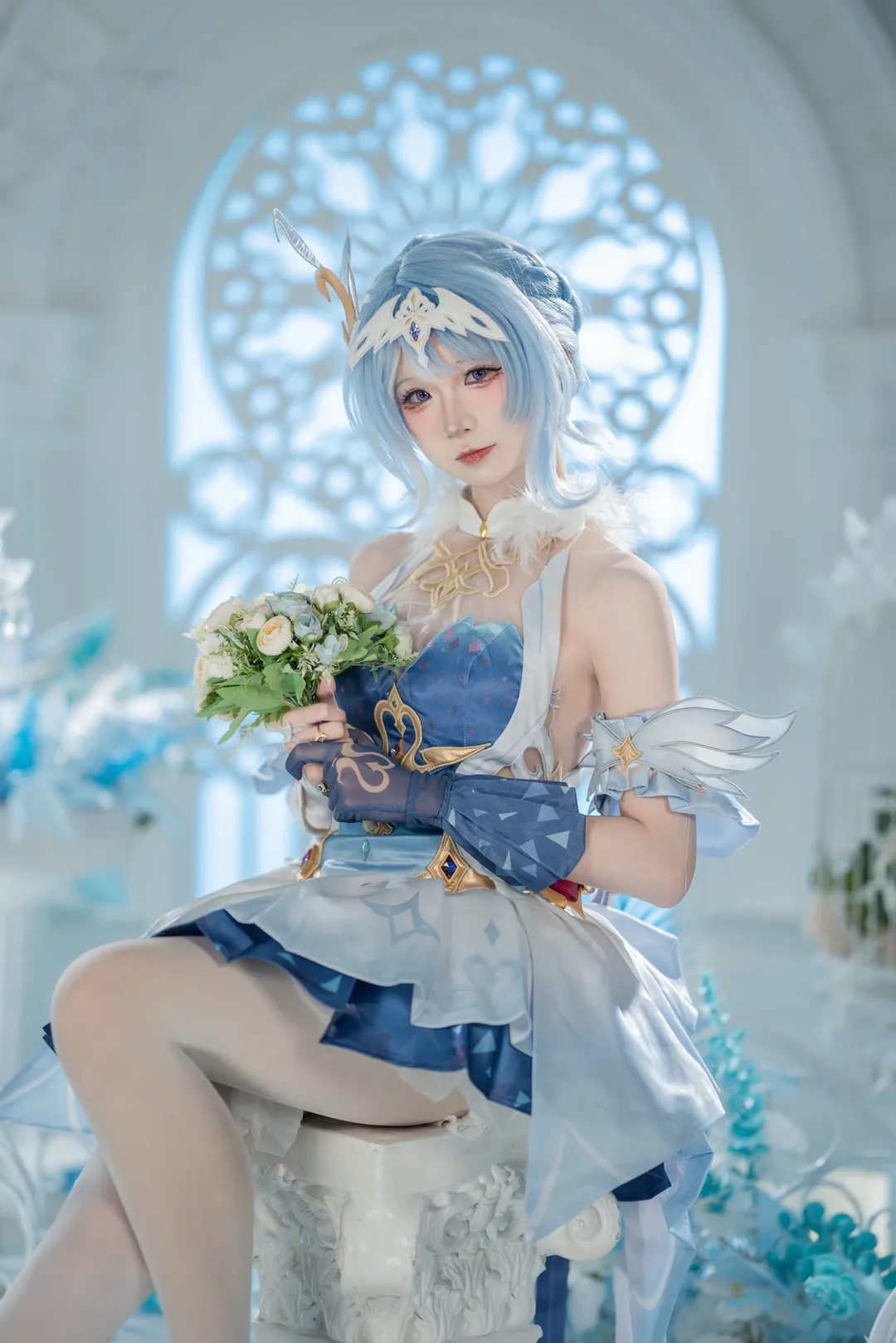 原神, 白丝, cosplay正片, 奥黛塔cos, 夏时 - 第5张