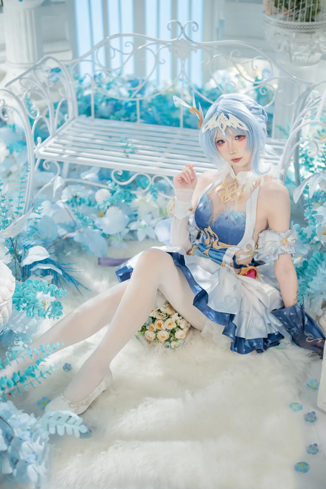 原神, 白丝, cosplay正片, 奥黛塔cos, 夏时 - 第6张