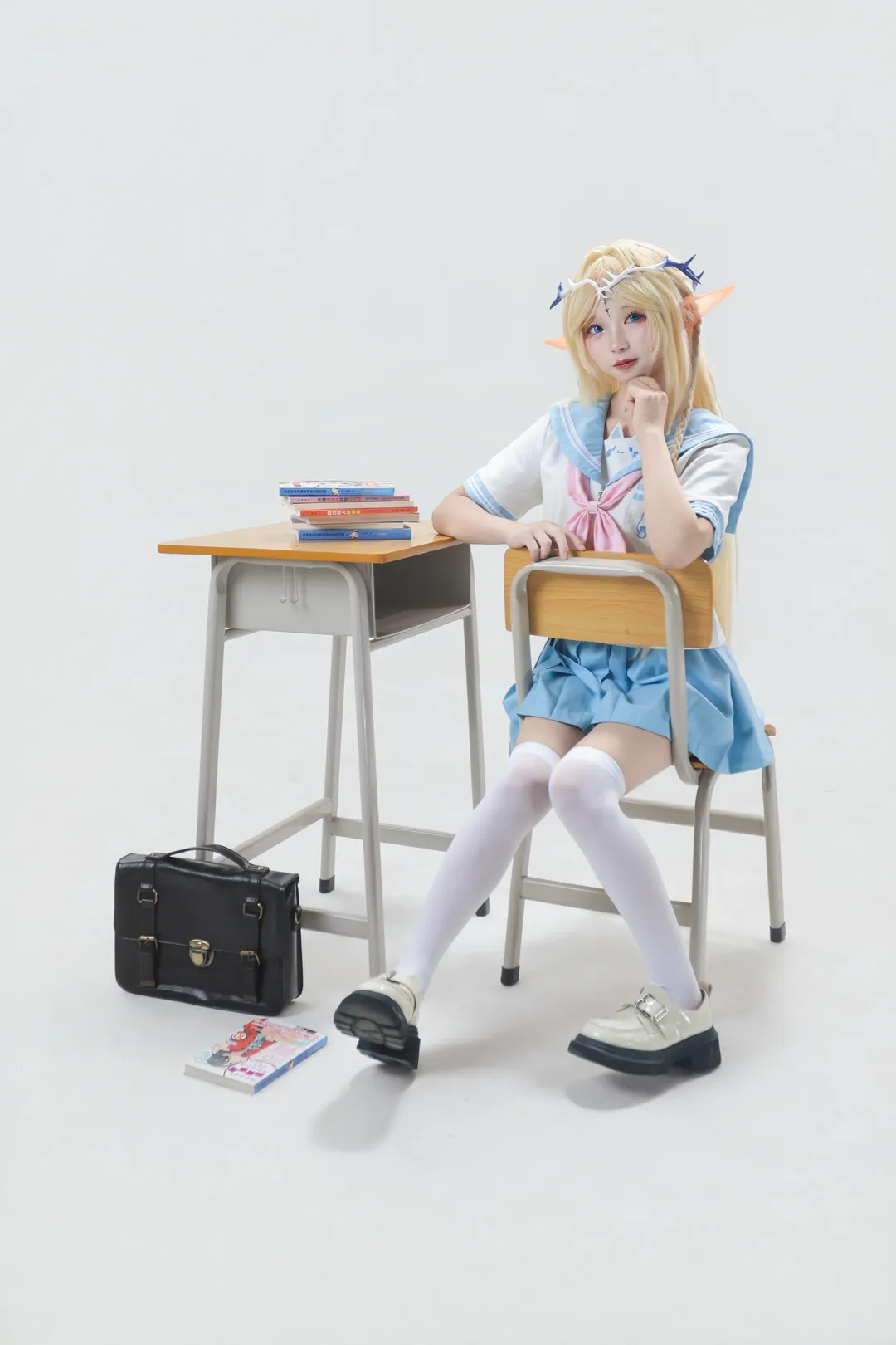 鳴潮, 卡提希婭cos, JK制服, 白絲cosplay, 精靈學姐