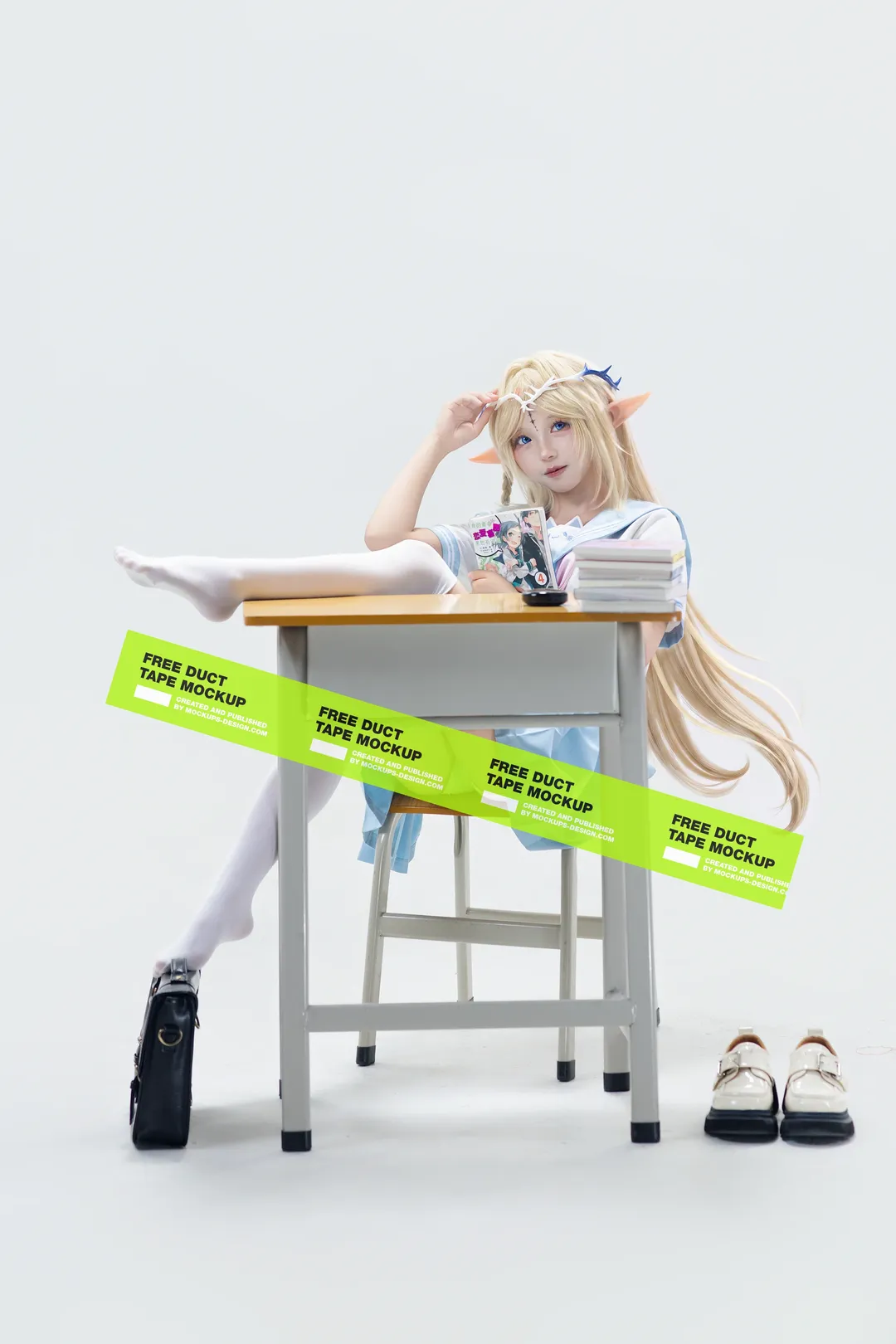 鸣潮, 卡提希娅cos, 精灵耳cos, 二次元分享, 白丝校服
