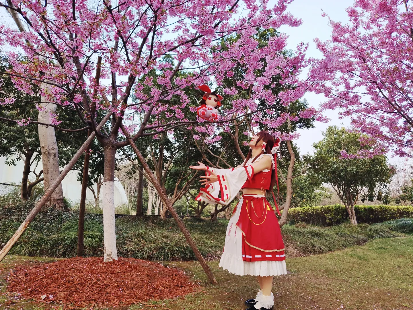 博丽灵梦cos, 东方Project, 二次元看见计划, fumo, 春日外景cosplay - 第5张