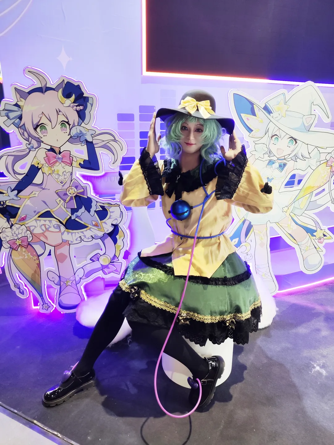 Touhou Project, Anime convention cosplay, Komeiji Koishi cosplay, Black tights outfit, maimai DX