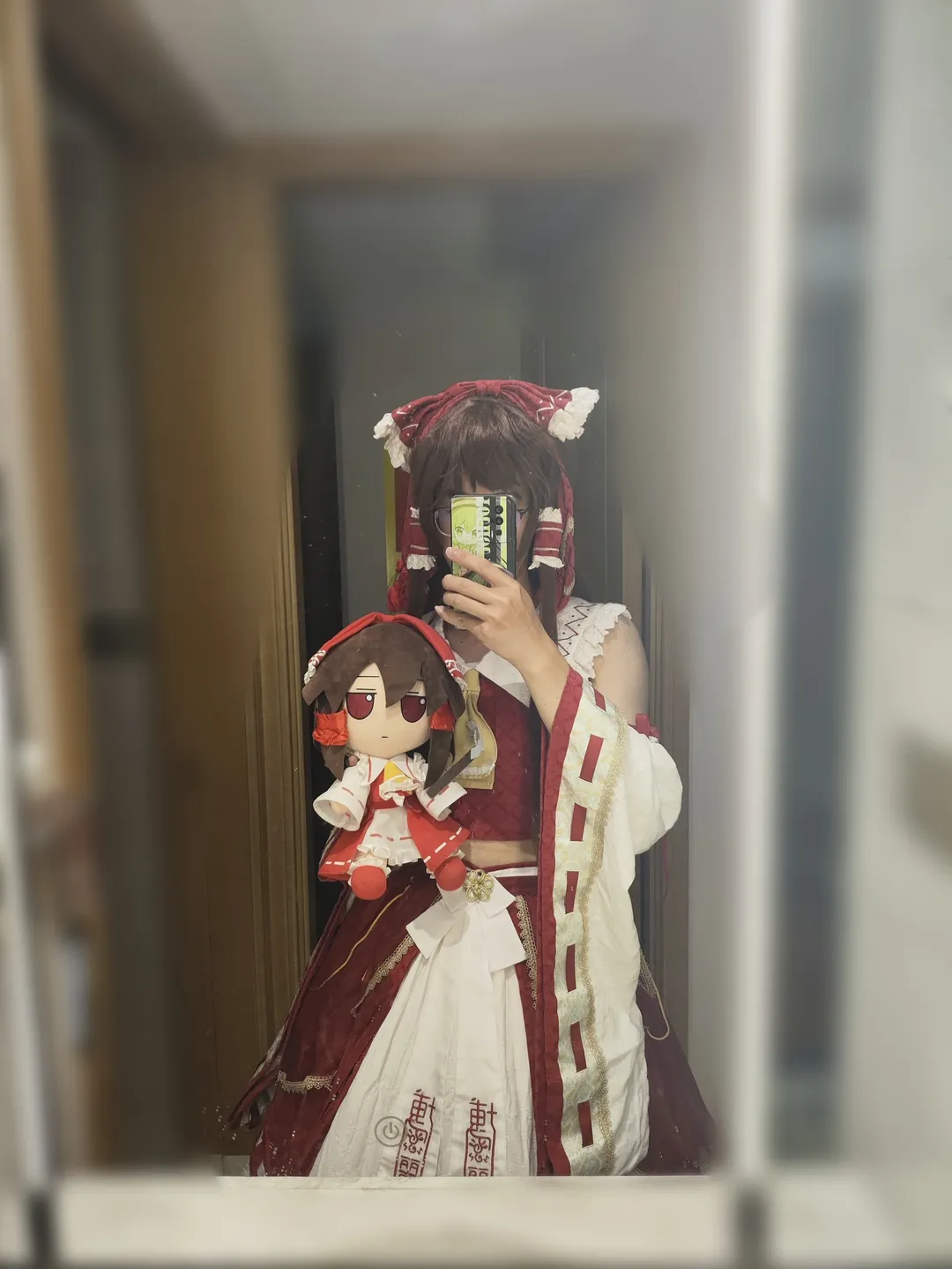 博丽灵梦cos, 东方Project, 对镜自拍, 红白巫女, cosplay日常 - 第2张