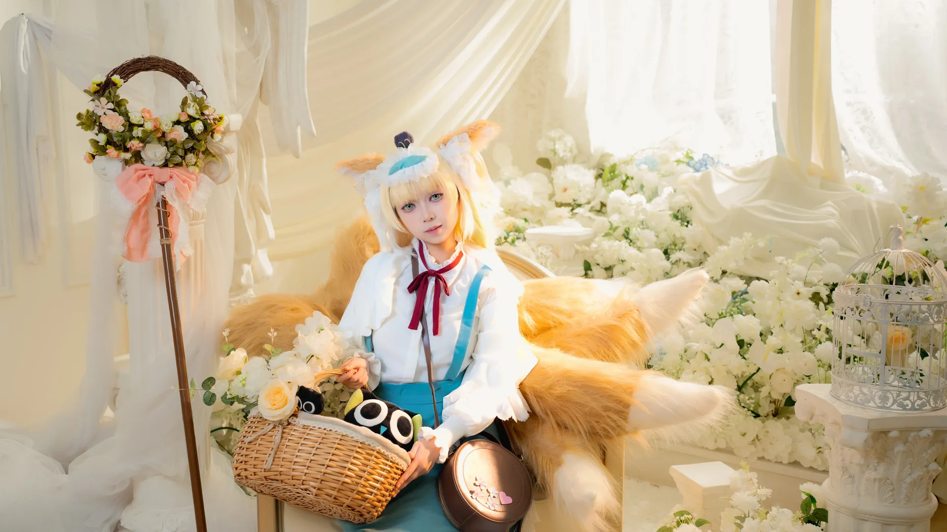 室内摄影, 明日方舟, 铃兰cos, 狐尾cosplay, 花环道具 - 第5张