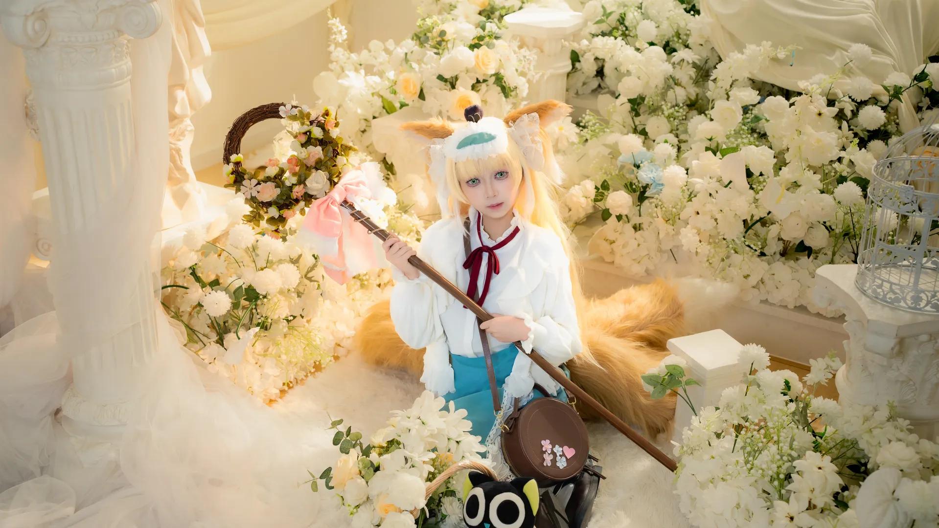 室内摄影, 明日方舟, 铃兰cos, 狐尾cosplay, 花环道具 - 第6张