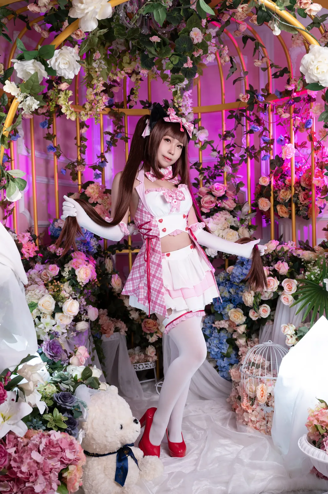 Cosplay photography, White tights cosplay, Chocola cosplay, NEKOPARA, Catgirl