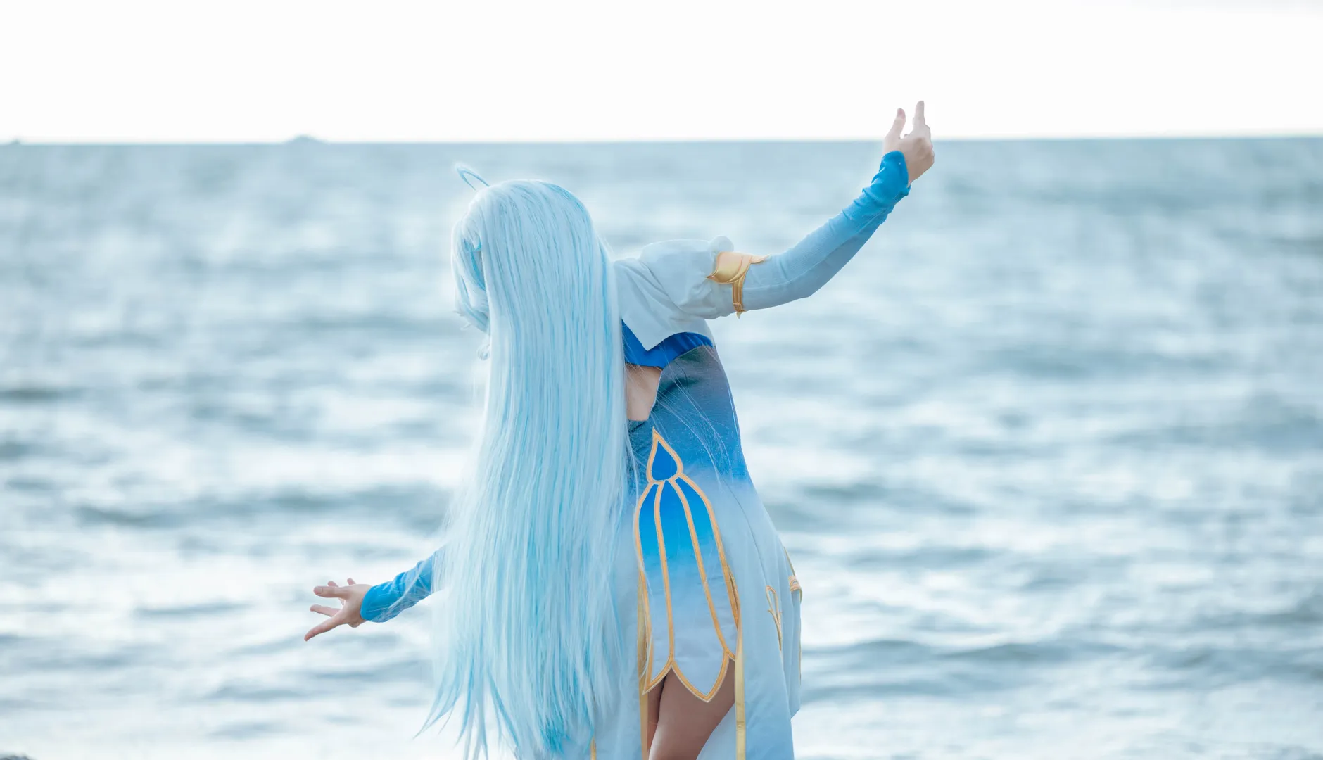 原神, 芙宁娜cos, Cosplay摄影, 芙卡洛斯cos, 海滩外景 - 第12张