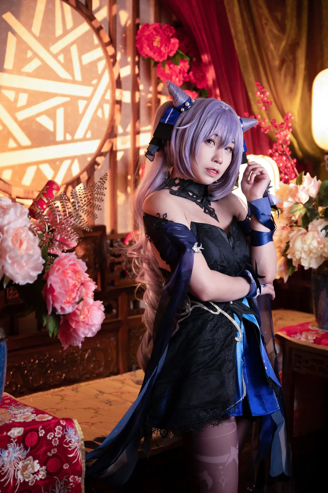 原神, cosplay, 刻晴cos, 中式场景, 紫丝穿搭 - 第11张