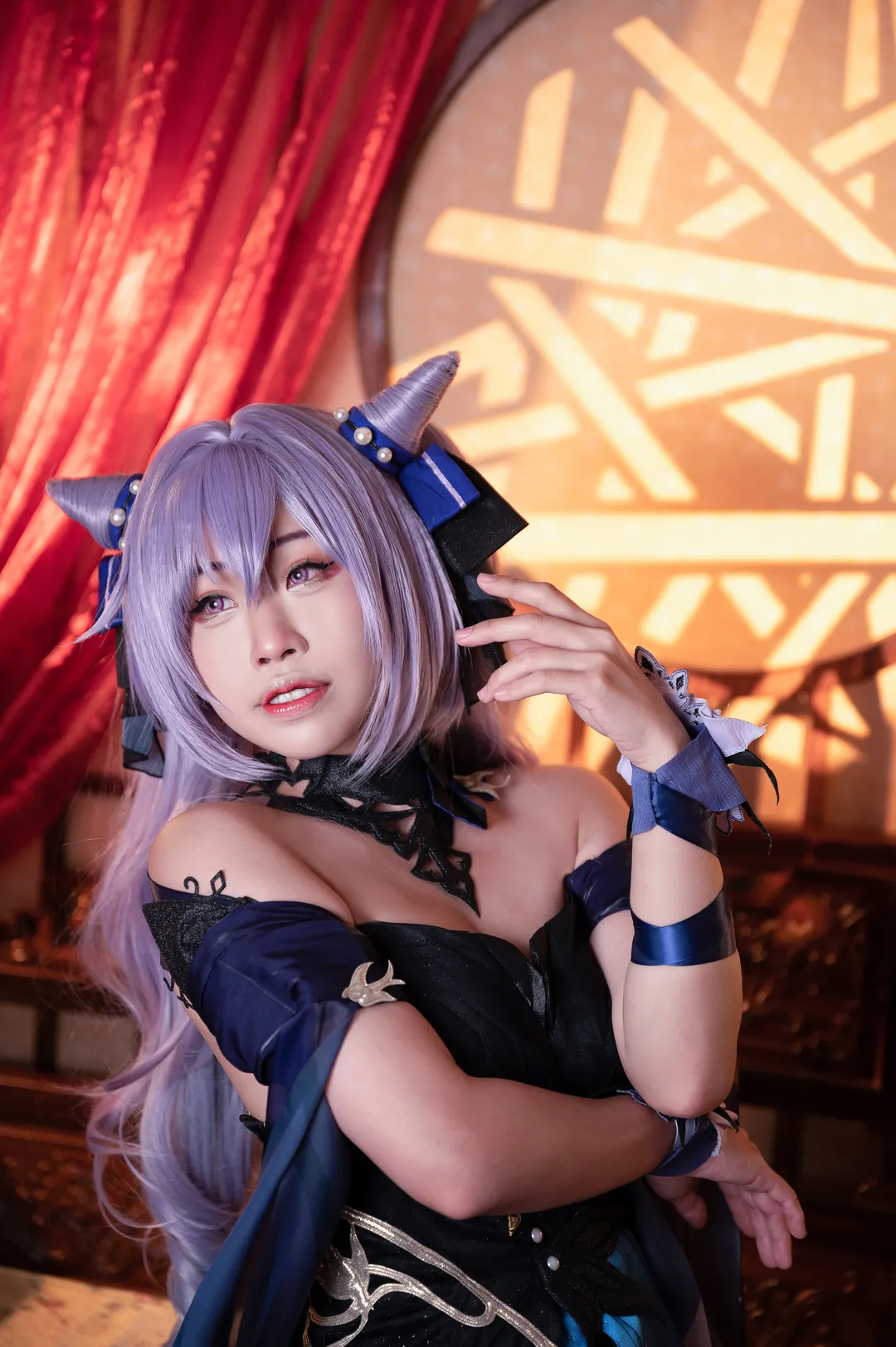 原神, cosplay, 刻晴cos, 中式场景, 紫丝穿搭 - 第12张