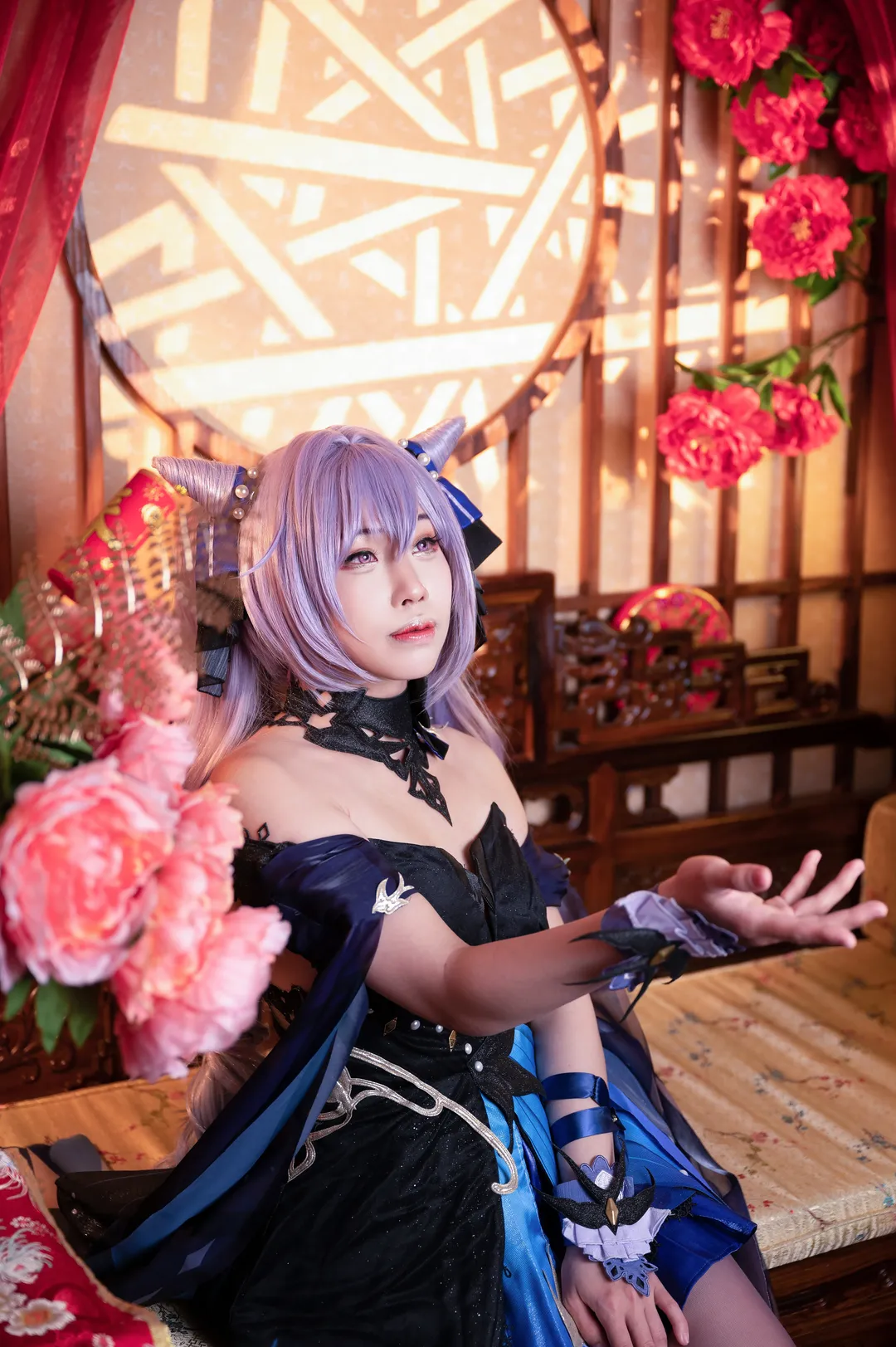 原神, cosplay, 刻晴cos, 中式场景, 紫丝穿搭 - 第2张