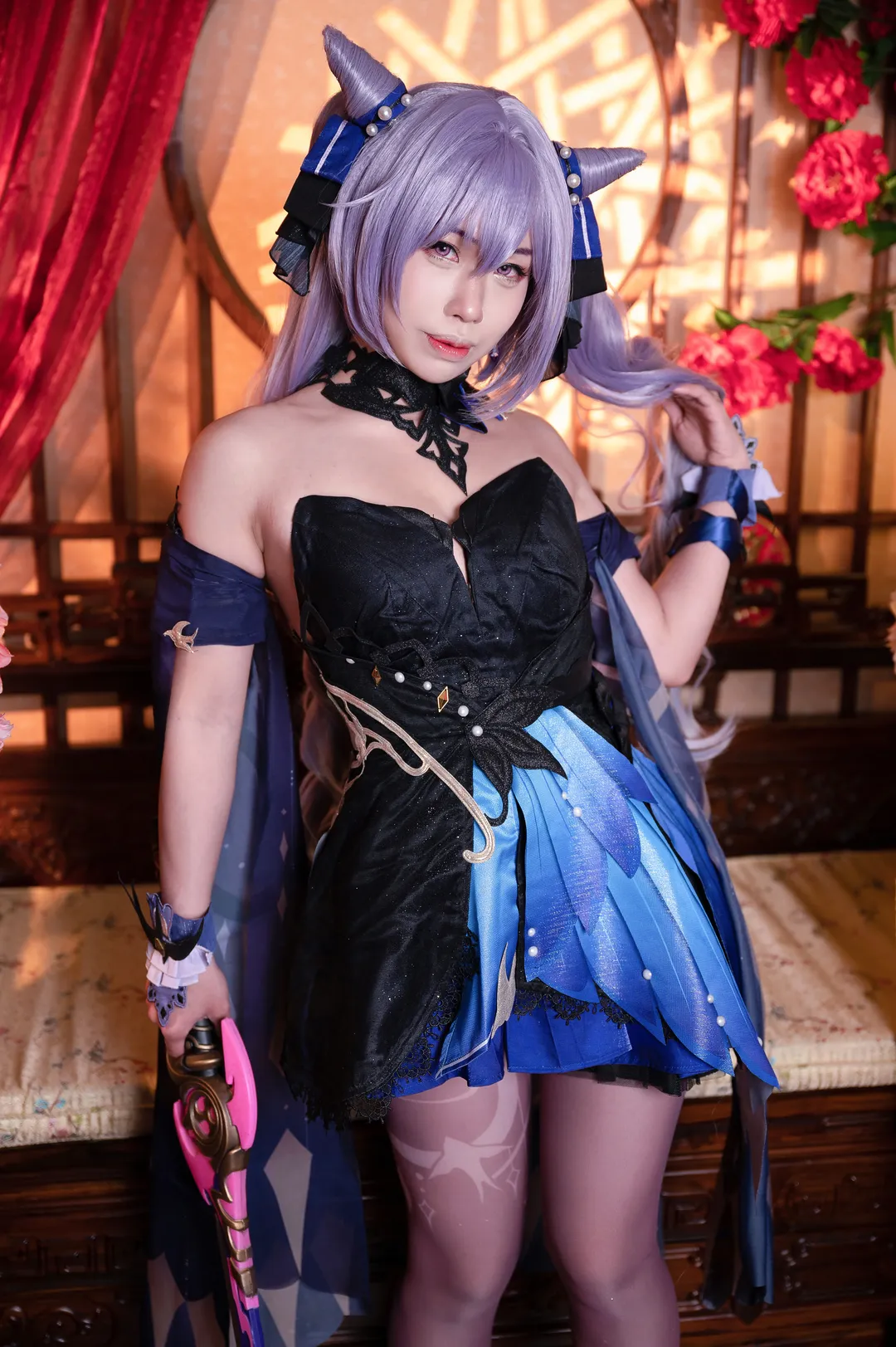 原神, cosplay, 刻晴cos, 中式场景, 紫丝穿搭 - 第4张