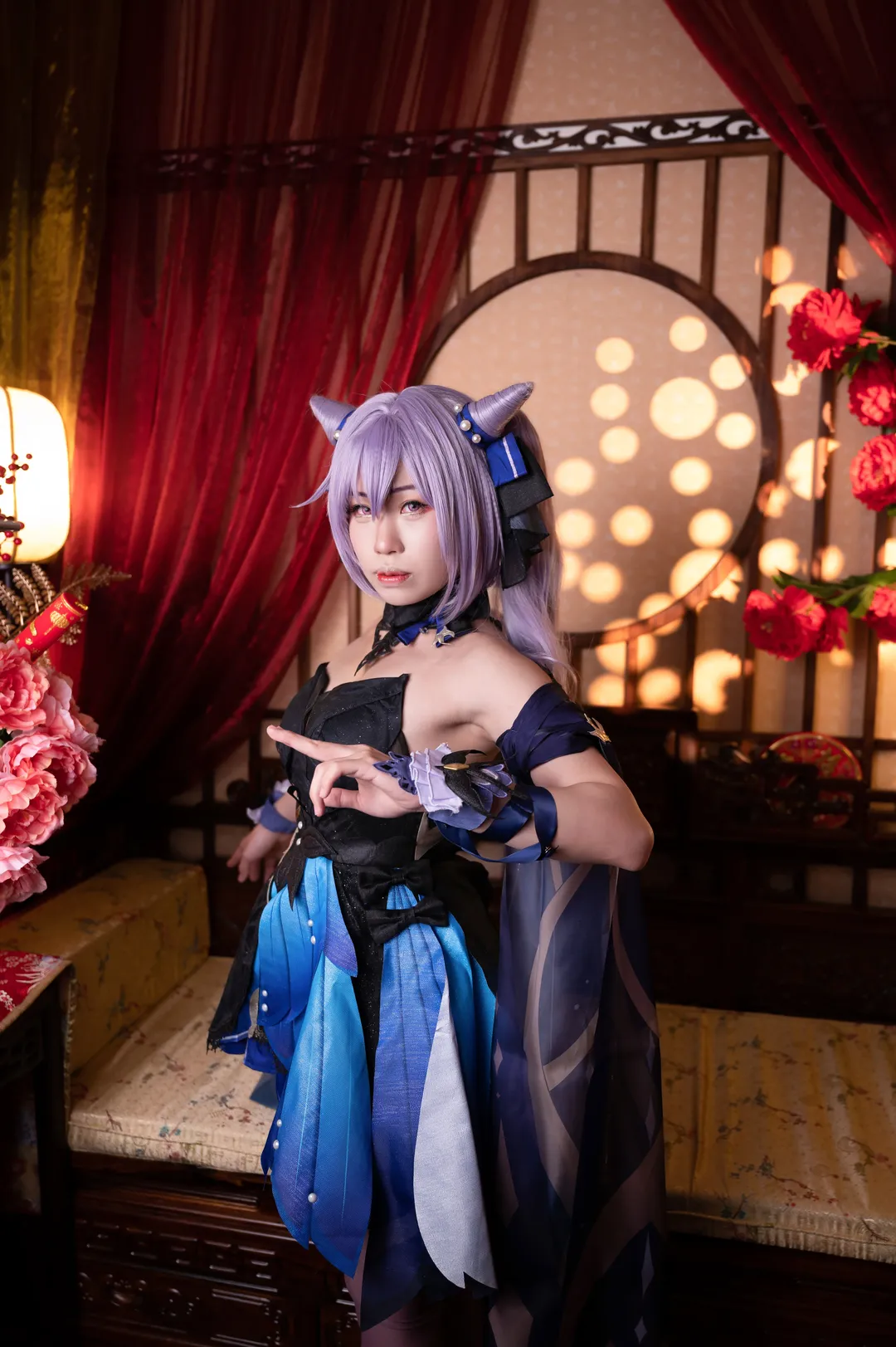 原神, cosplay, 刻晴cos, 中式场景, 紫丝穿搭 - 第5张