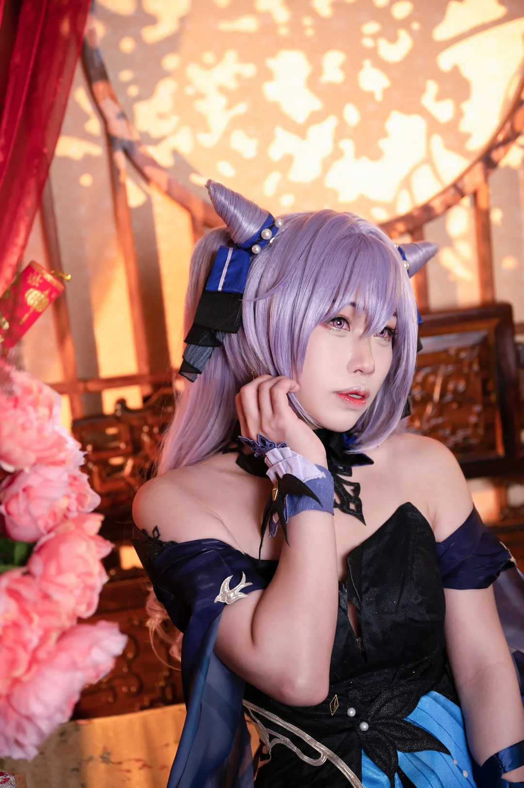 原神, cosplay, 刻晴cos, 中式场景, 紫丝穿搭 - 第6张