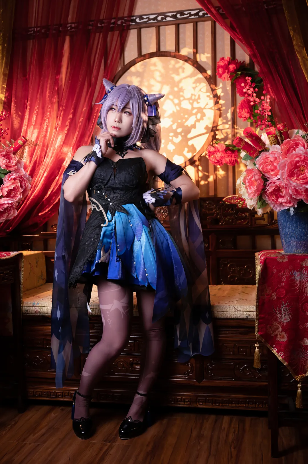 原神, cosplay, 刻晴cos, 中式场景, 紫丝穿搭 - 第9张