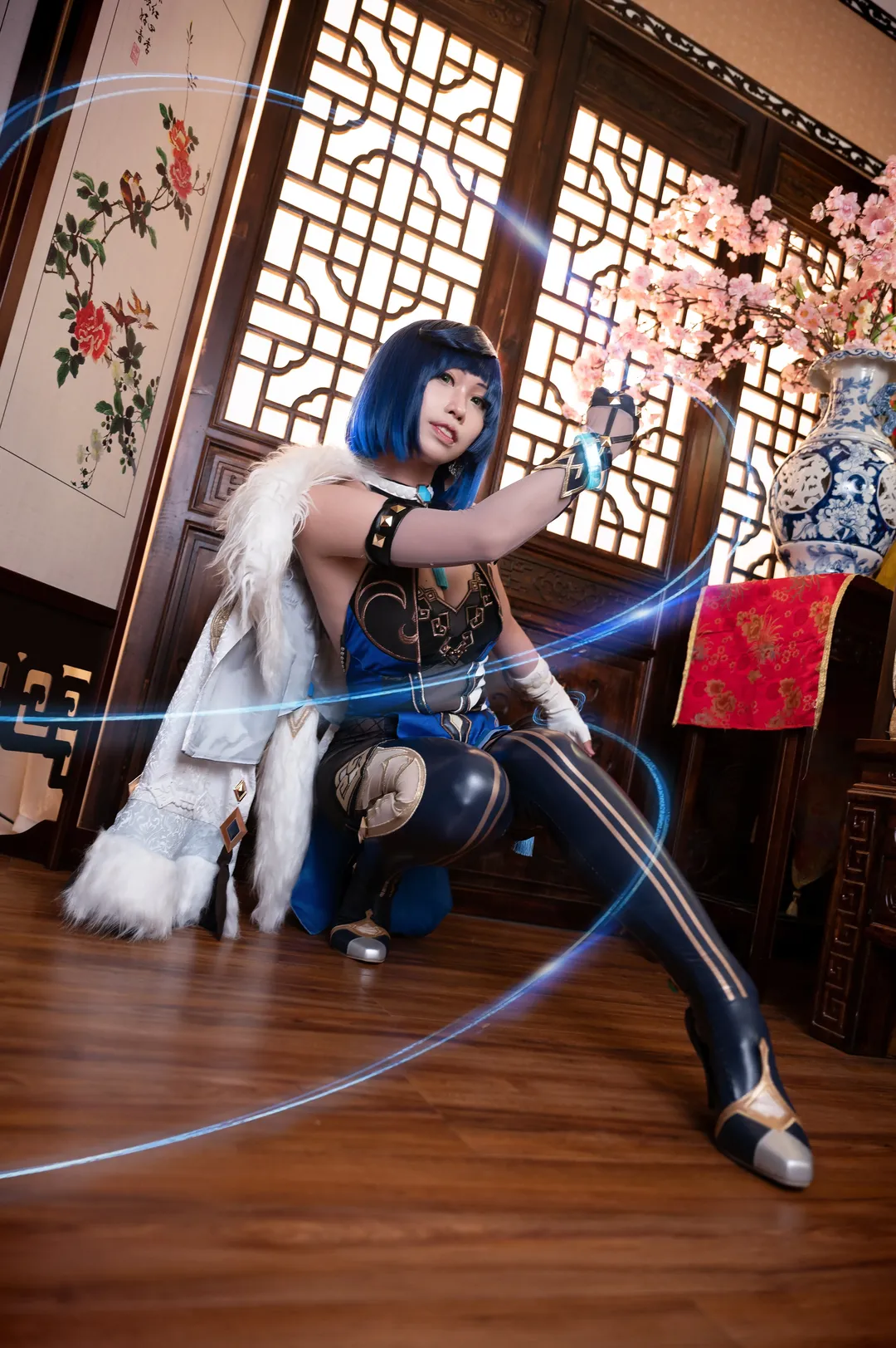 原神, cosplay, 夜兰cos, 蓝发cos, 丝袜cos - 第1张