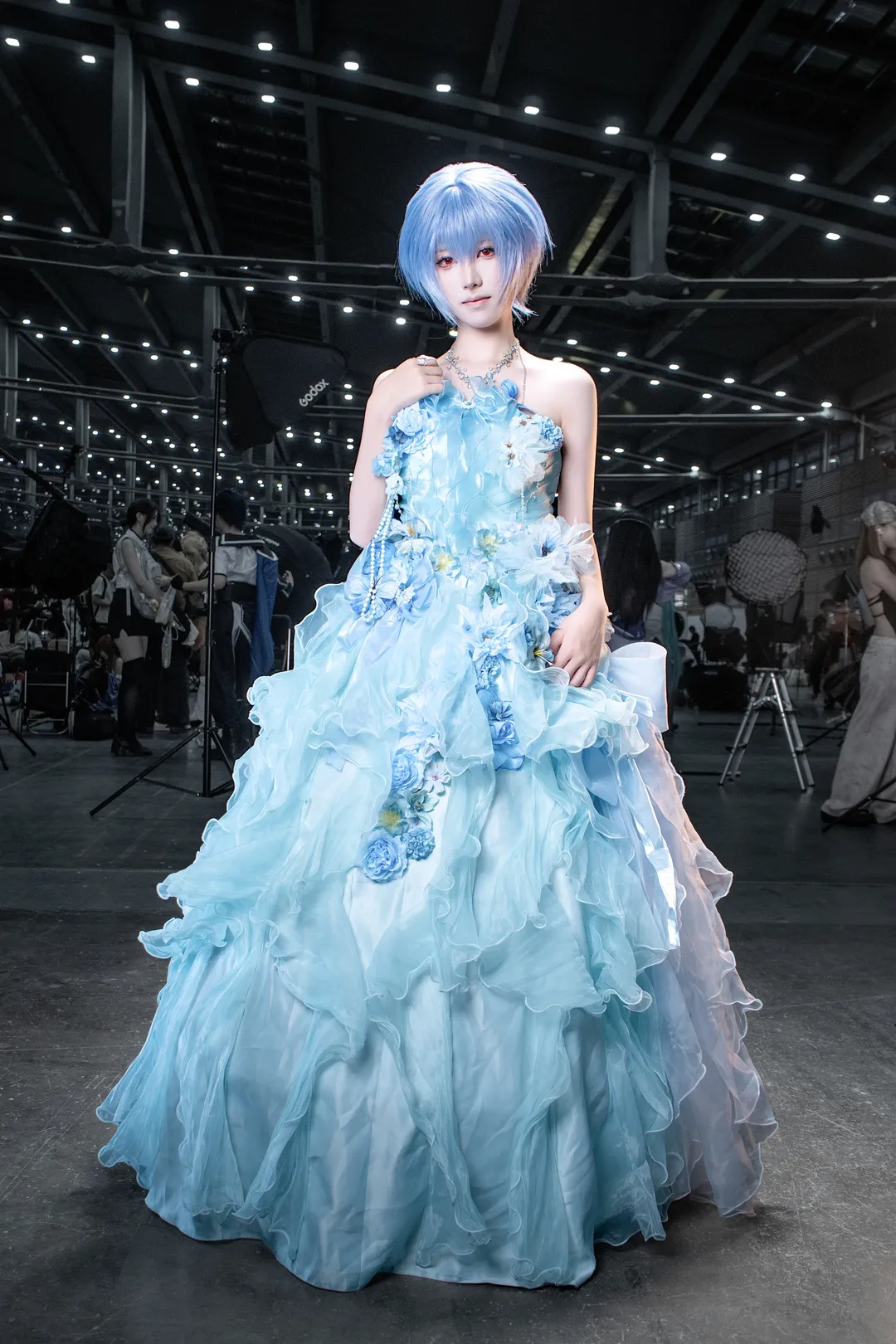私设cos, 绫波丽cos, 花嫁cos, 蓝色礼服, cosplay写真