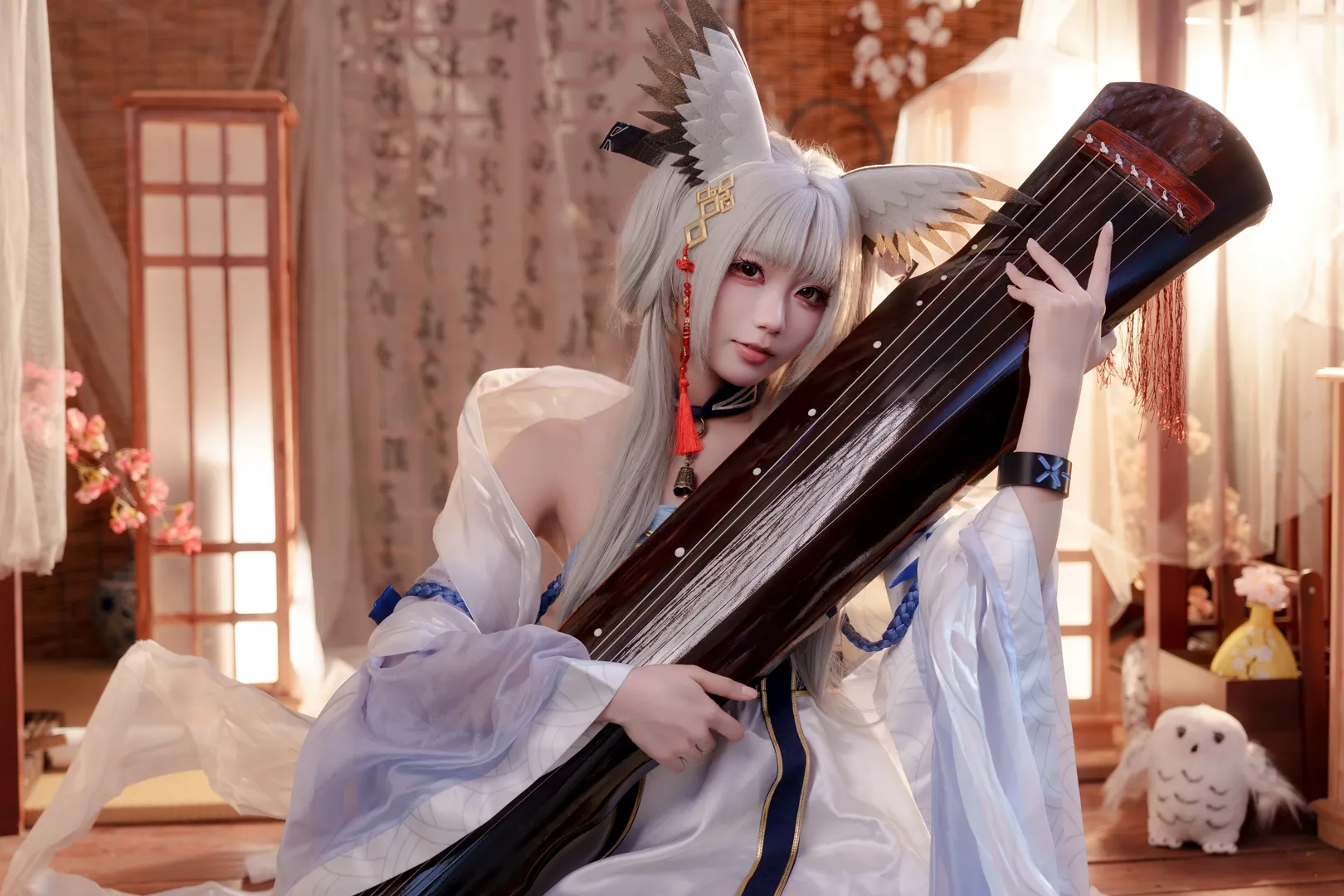 二次元摄影, 明日方舟, 白丝穿搭, 白面鸮cos, 扶云间时装 - 第1张