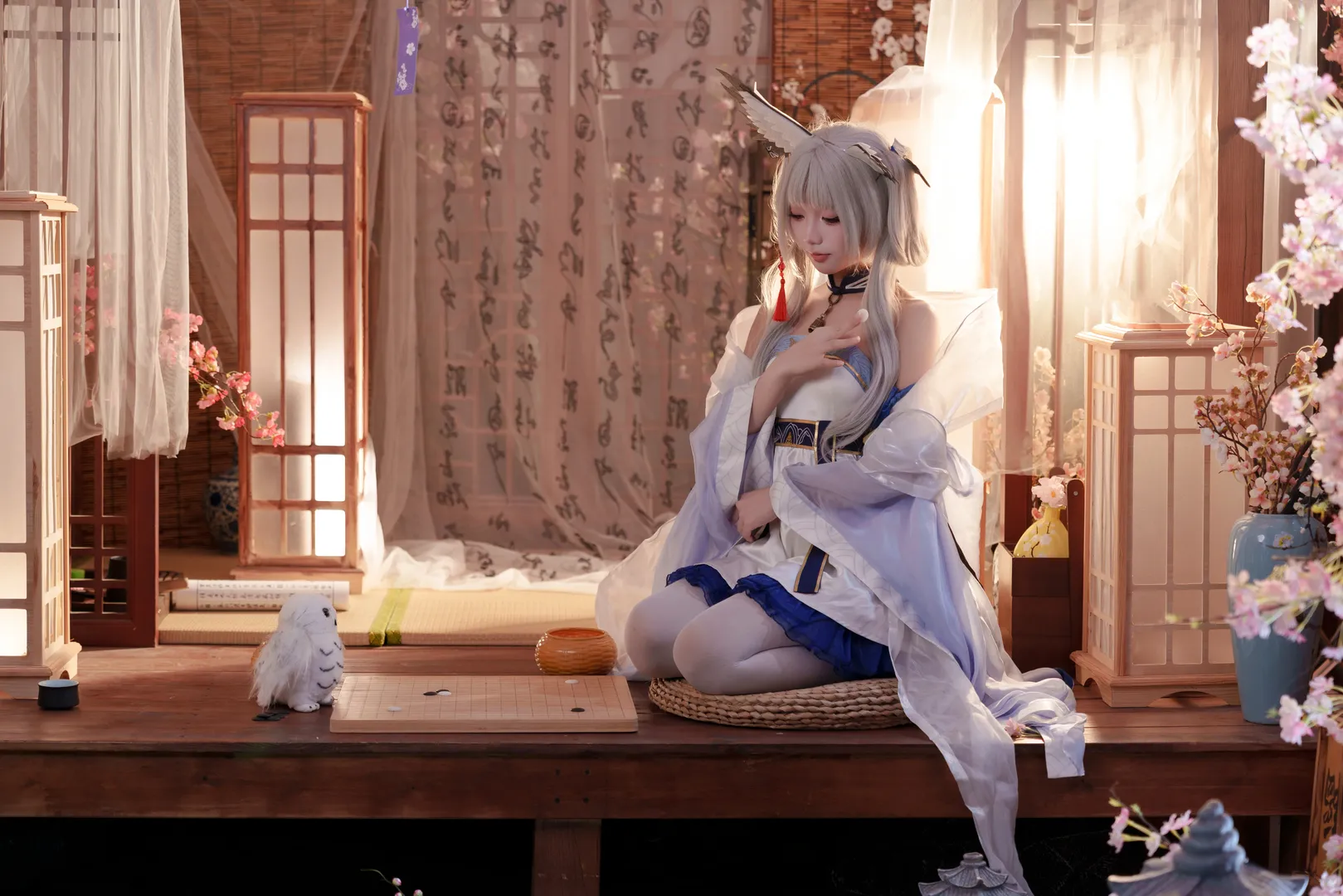 二次元摄影, 明日方舟, 白丝穿搭, 白面鸮cos, 扶云间时装 - 第3张