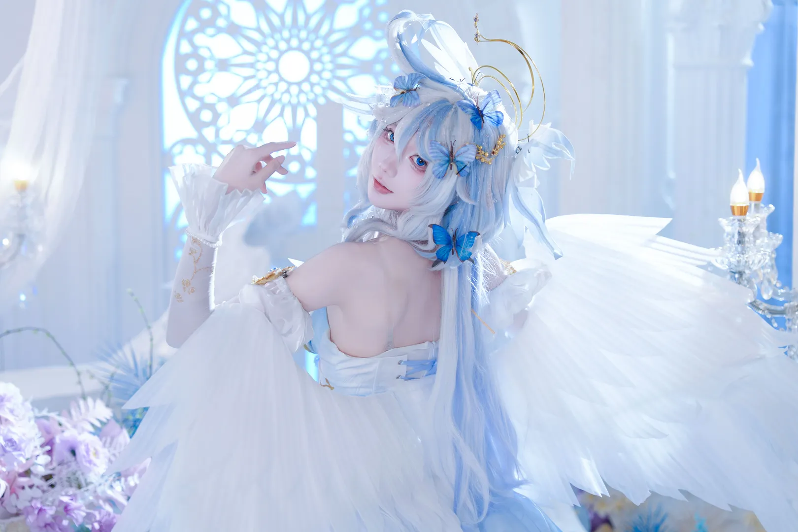 原神, 芙宁娜cos, 圣音时装, 蓝色系cosplay, 白色丝袜cos - 第3张