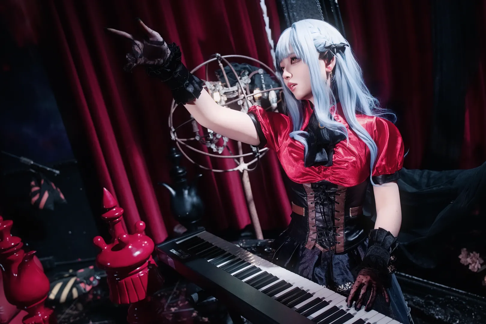 二次元摄影, 丰川祥子cos, 哥特风, 黑丝, BanG Dream! Ave Mujica - 第2张