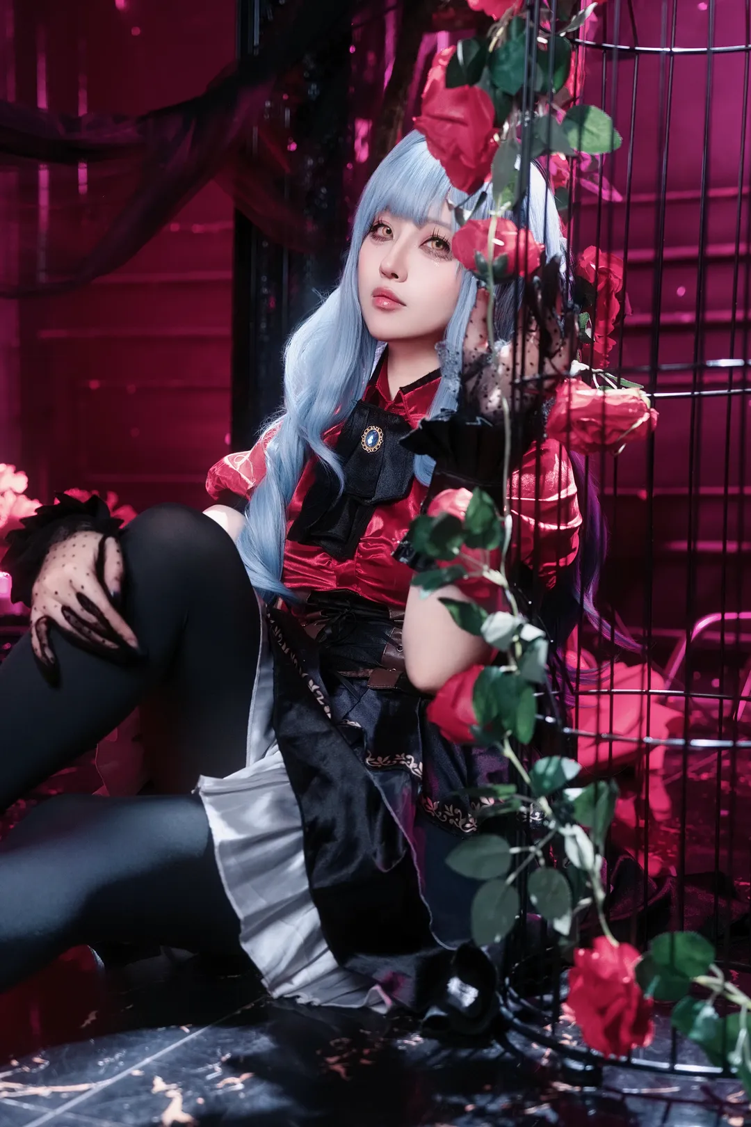 二次元摄影, 丰川祥子cos, 哥特风, 黑丝, BanG Dream! Ave Mujica