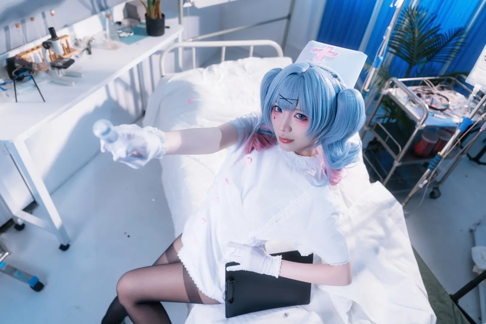 二次元摄影, 初音未来cos, 兔子洞, 黑丝, 护士cos - 第5张