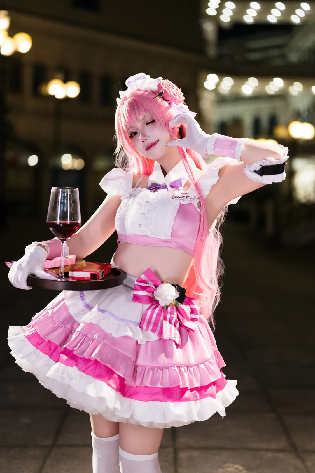Cosplay photography, Dorothy cosplay, Maid with white stockings, Night outdoor photography, Goddess of Victory: Nikke - Image 1