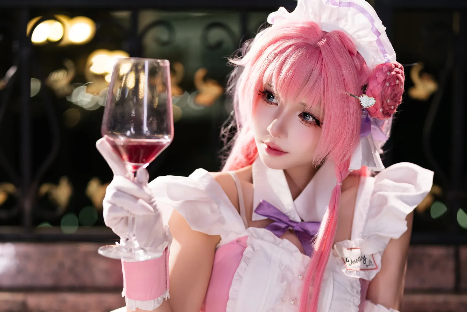 Cosplay photography, Dorothy cosplay, Maid with white stockings, Night outdoor photography, Goddess of Victory: Nikke - Image 2