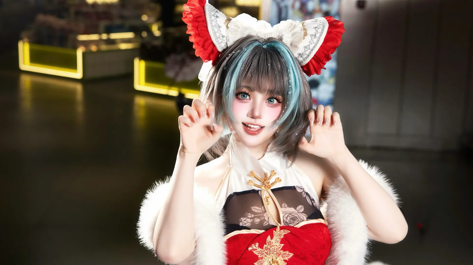 柴郡cos, 碧蓝航线, Cosplay摄影, 漫展场照, 新春旗袍 - 第2张