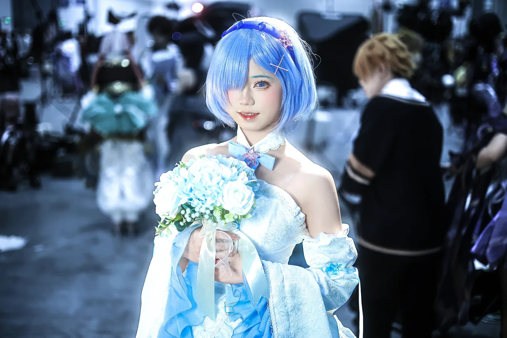 レム コスプレ, イベント撮影, 花嫁コスプレ, 可愛い系, 青いドレスコスプレ - 1枚目