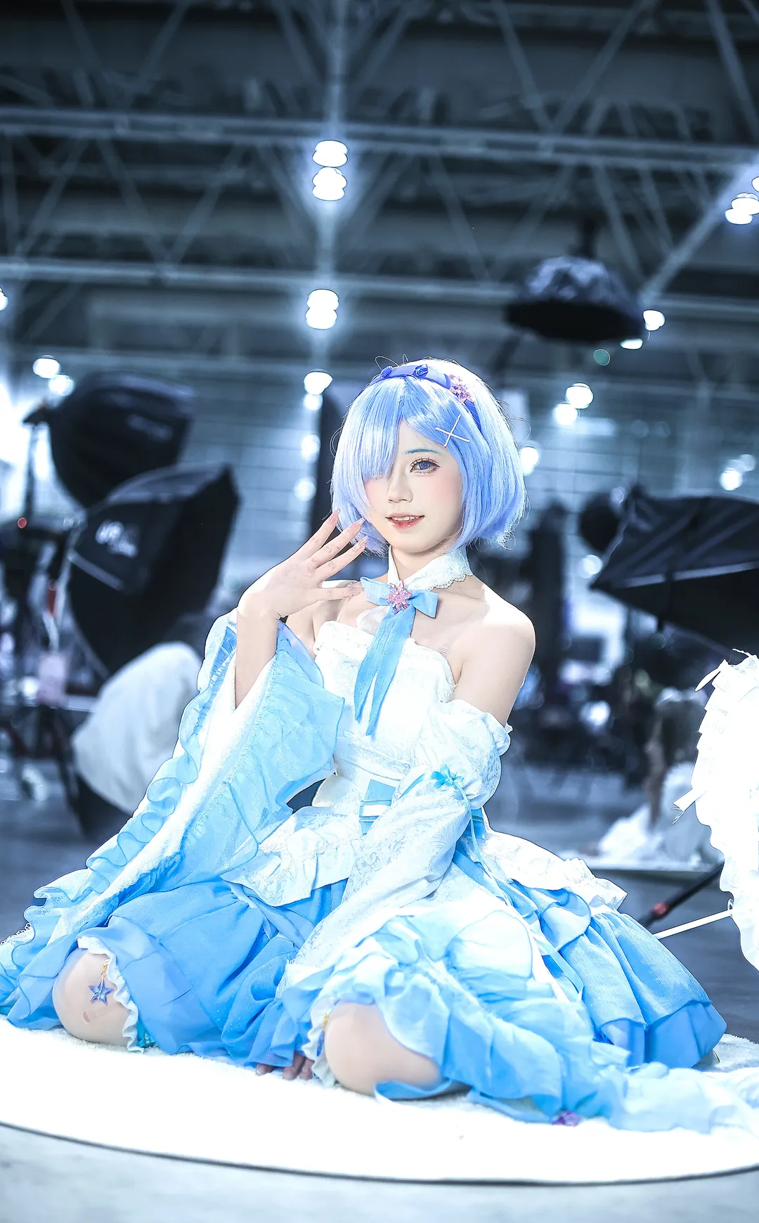 Rem cosplay, Convention photography, Bride cosplay, Cute style, Blue gown cosplay