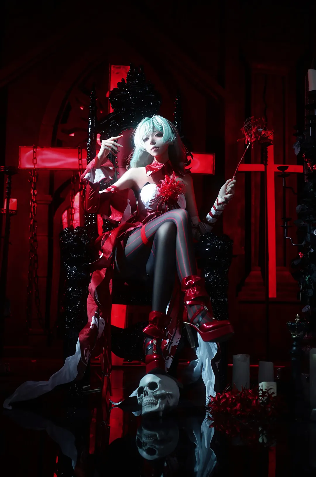 鸣潮, 弗洛洛cos, cosplay摄影, 哥特风cos, 暗黑氛围