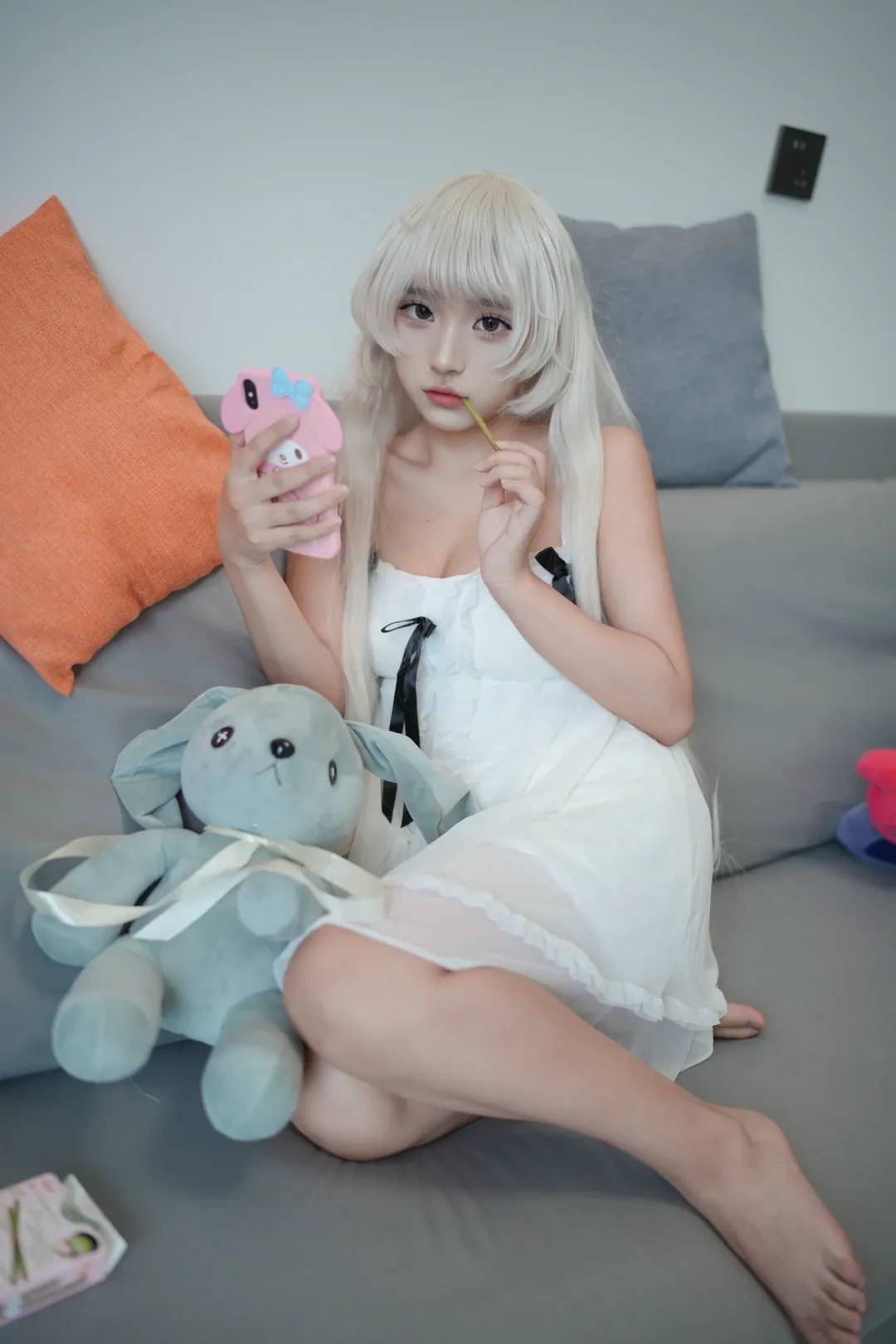 缘之空, 穹cos, cosplay正片, 银发假发, 居家风cos