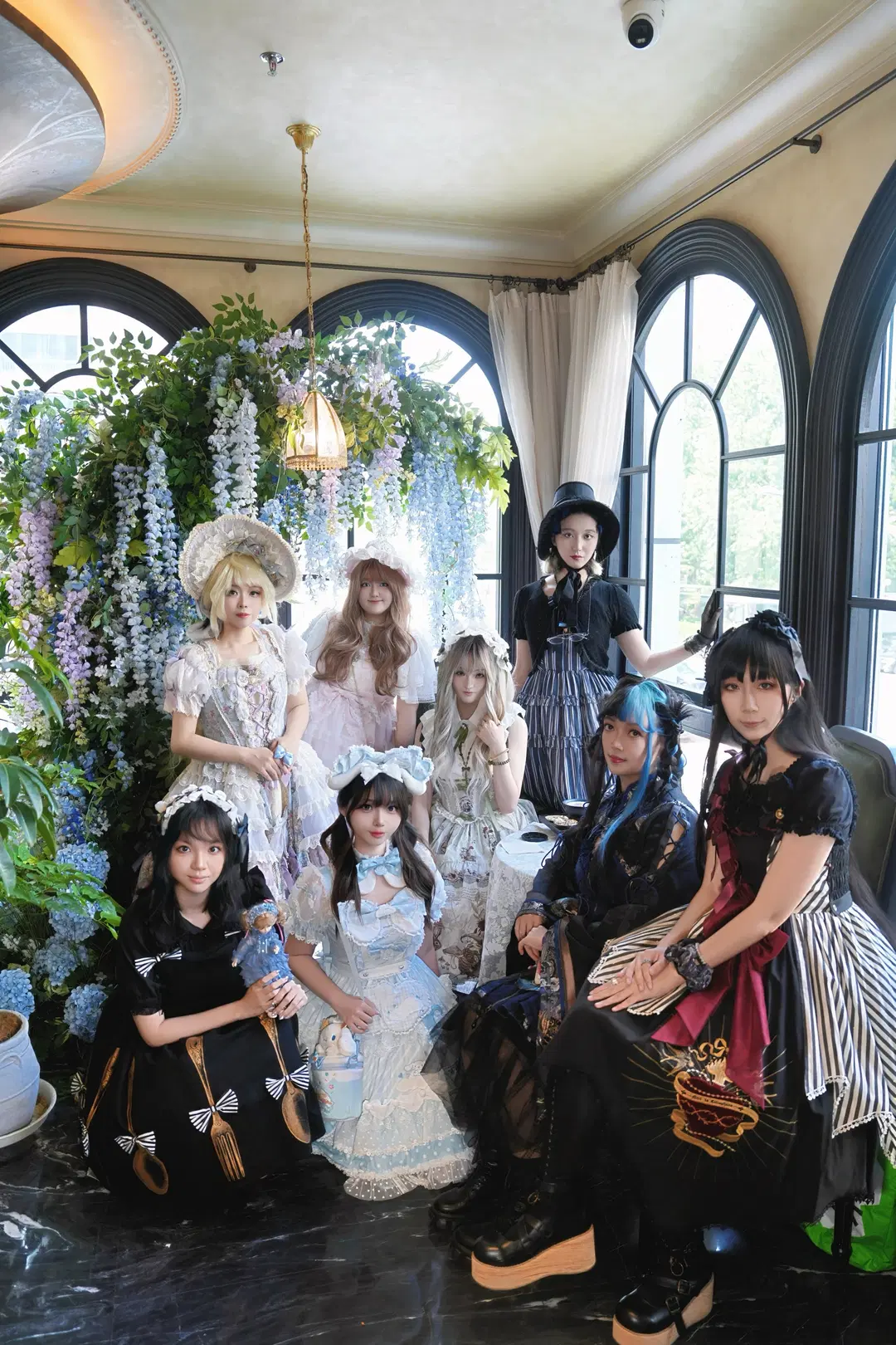 Powder blue color scheme, Lolita outfit, Stockings, Sanrio-themed tea party, Beijing Waldorf Astoria Afternoon Tea