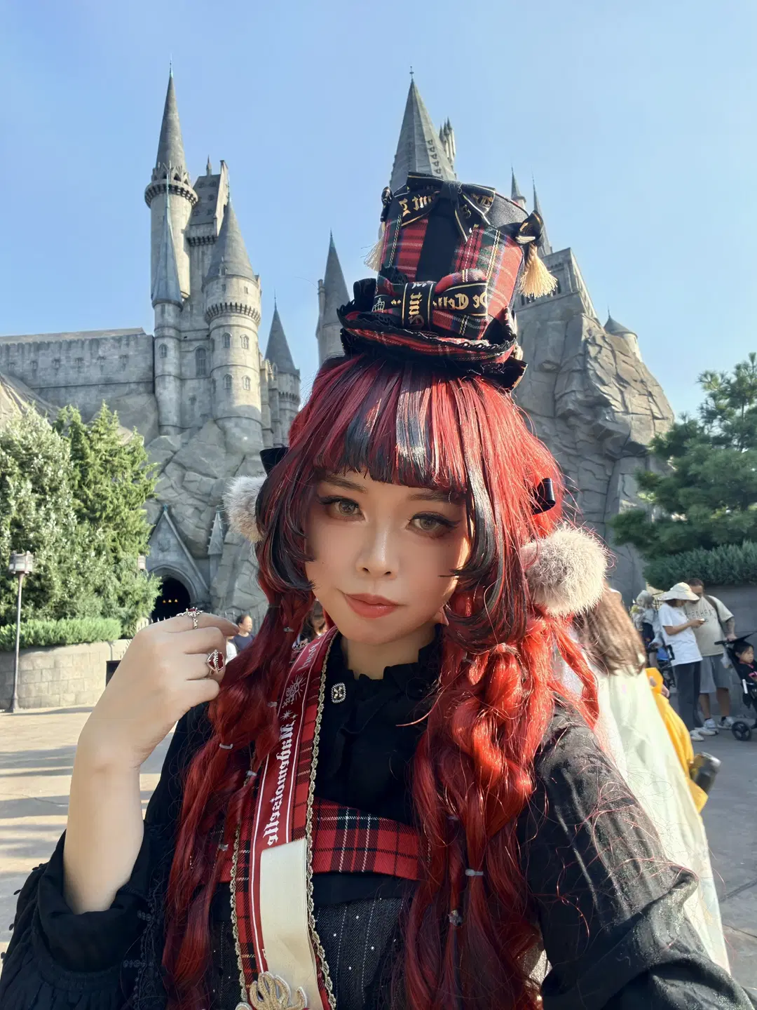 二次元穿搭, 万圣节妆容, 红黑哥特风, 北京环球影城, Lolita日常